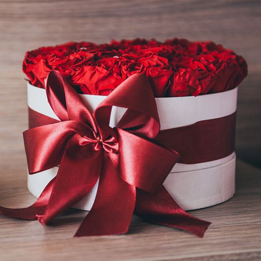 Valentine's Day blooms, wrapped to perfection.