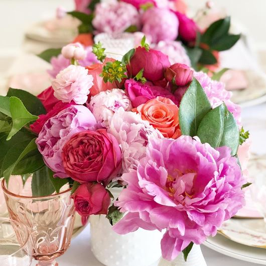 Pink shades reign supreme in this festive tablescape.
